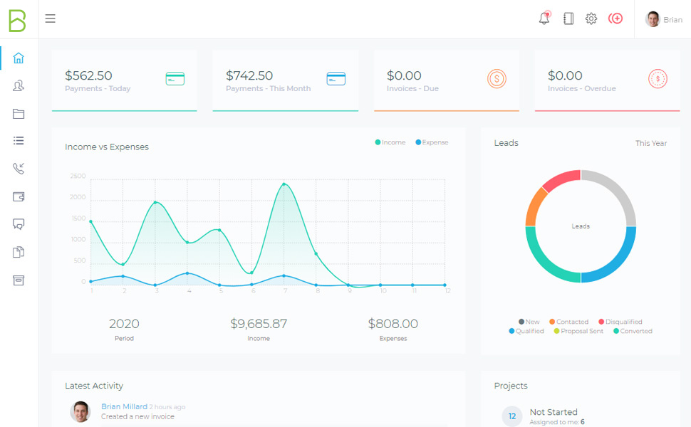 Builtfront Construction Management Software dashboard